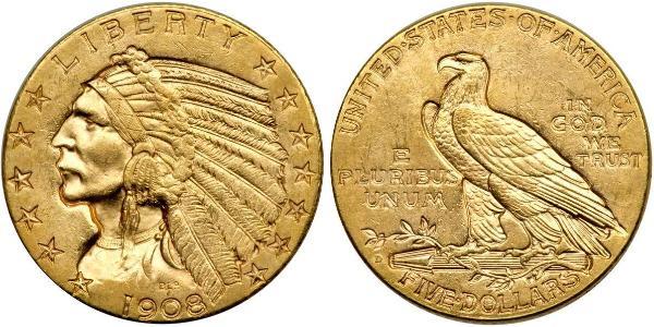 5 Долар США (1776 - ) Золото 