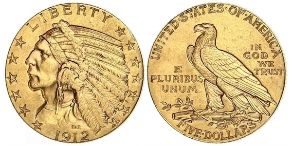 5 Долар США (1776 - ) Золото 