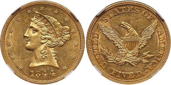 5 Долар США (1776 - ) Золото 