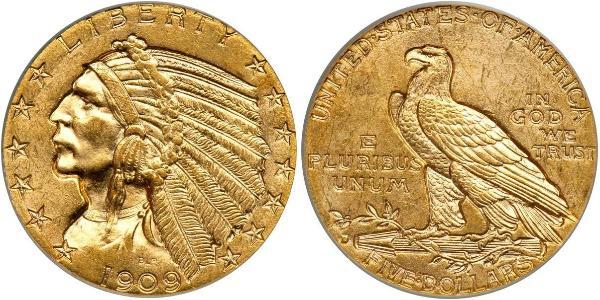 5 Долар США (1776 - ) Золото 