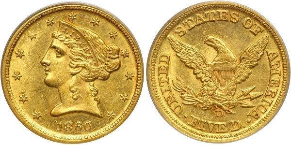 5 Долар США (1776 - ) Золото 