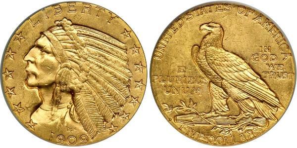 5 Долар США (1776 - ) Золото 