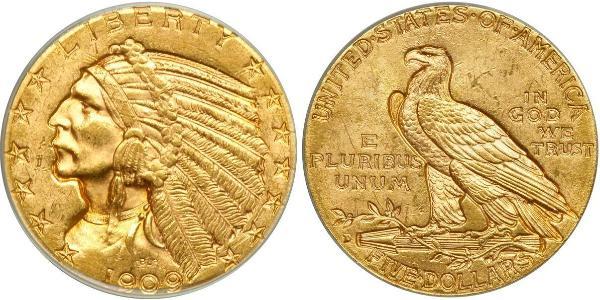 5 Долар США (1776 - ) Золото 