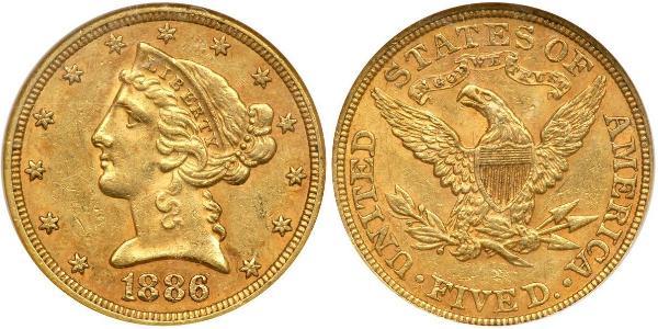 5 Долар США (1776 - ) Золото 