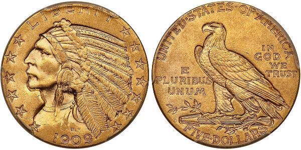 5 Долар США (1776 - ) Золото 