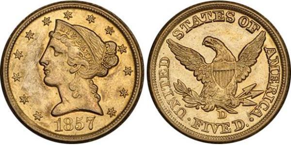 5 Долар США (1776 - ) Золото 