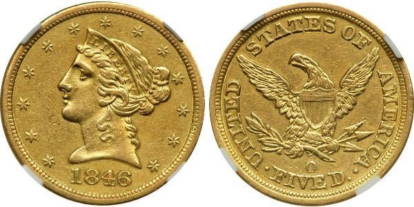 5 Долар США (1776 - ) Золото 