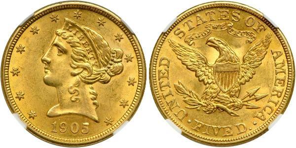 5 Долар США (1776 - ) Золото 