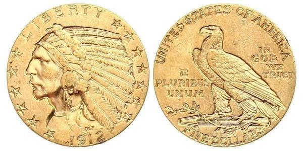 5 Долар США (1776 - ) Золото 