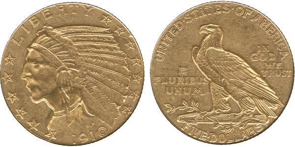 5 Долар США (1776 - ) Золото 