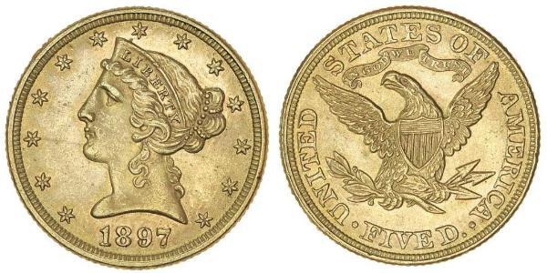 5 Долар США (1776 - ) Золото 
