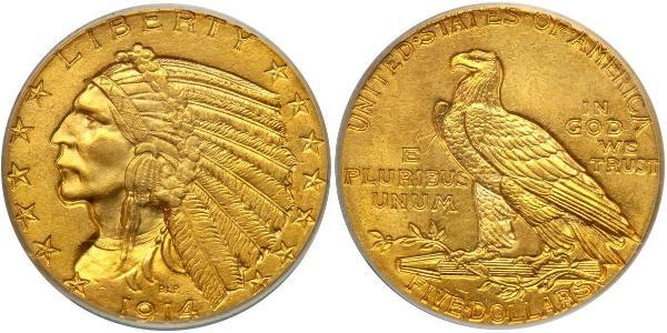 5 Долар США (1776 - ) Золото 