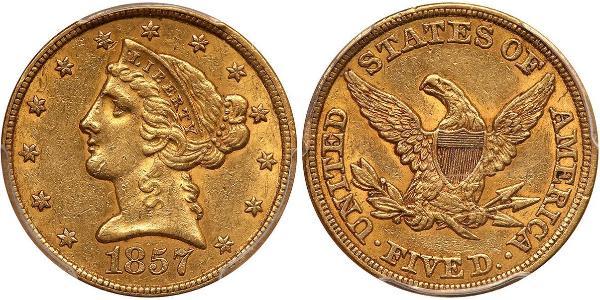5 Долар США (1776 - ) Золото 