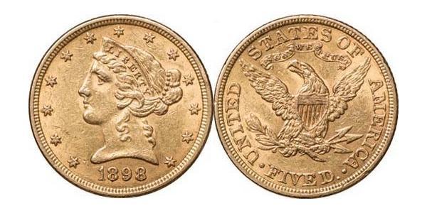 5 Долар США (1776 - ) Золото 