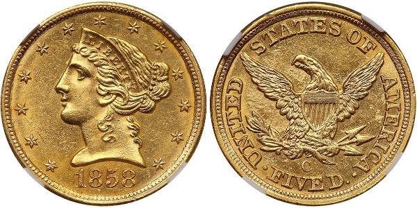 5 Долар США (1776 - ) Золото 