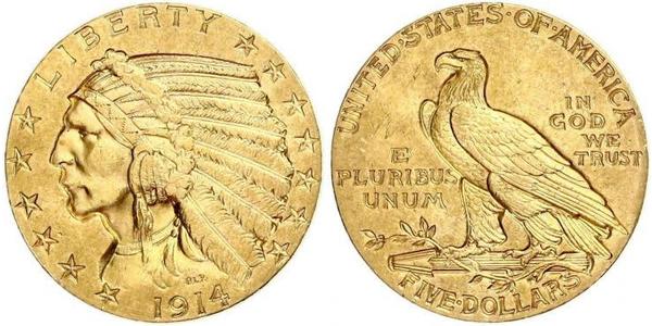 5 Долар США (1776 - ) Золото 