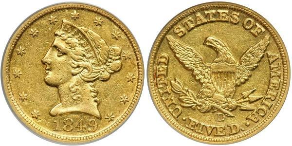 5 Долар США (1776 - ) Золото 
