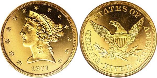 5 Долар США (1776 - ) Золото 