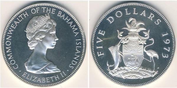 5 Долар Багамські о-ви Срібло Єлизавета II (1926-2022)