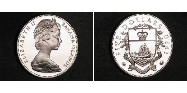 5 Долар Багамські о-ви Срібло Єлизавета II (1926-2022)