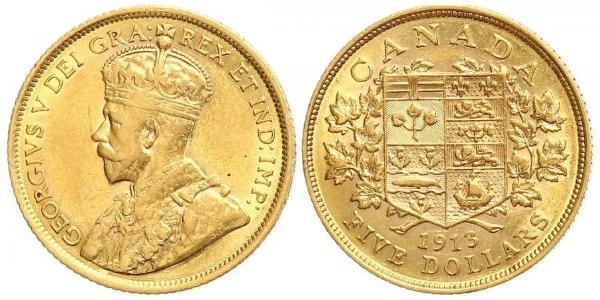 5 Доллар Канада Золото Георг V (1865-1936)