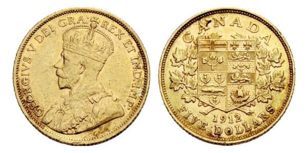 5 Доллар Канада Золото Георг V (1865-1936)