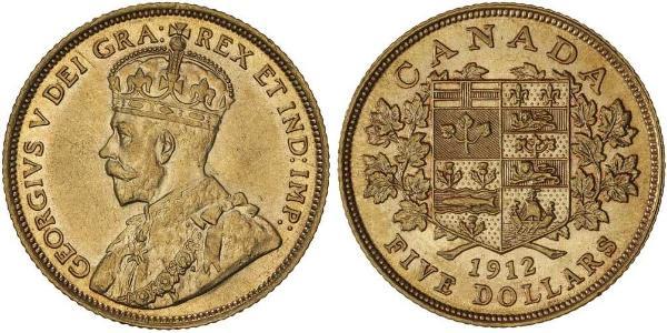 5 Доллар Канада Золото Георг V (1865-1936)