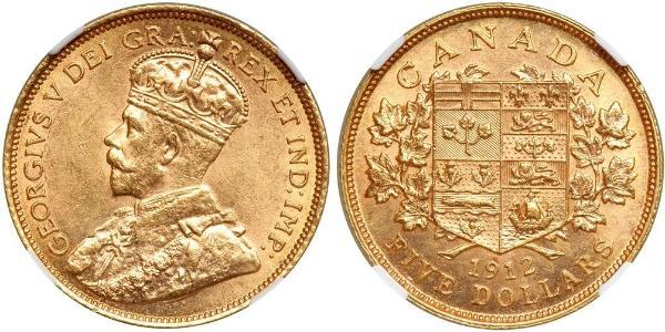 5 Доллар Канада Золото Георг V (1865-1936)