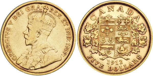 5 Доллар Канада Золото Георг V (1865-1936)