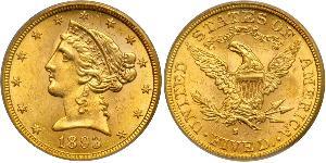 5 Доллар США (1776 - ) Золото 
