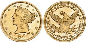 5 Доллар США (1776 - ) Золото 