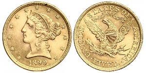 5 Доллар США (1776 - ) Золото 