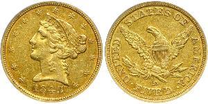 5 Доллар США (1776 - ) Золото 