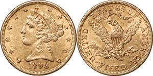 5 Доллар США (1776 - ) Золото 