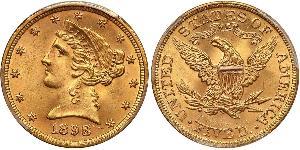 5 Доллар США (1776 - ) Золото 