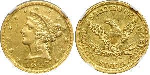 5 Доллар США (1776 - ) Золото 