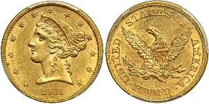 5 Доллар США (1776 - ) Золото 