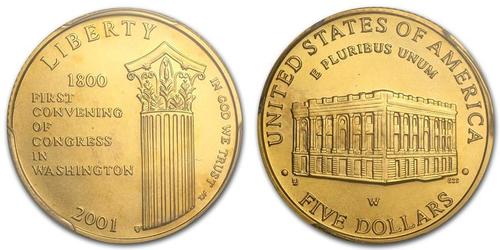 5 Доллар США (1776 - ) Золото 