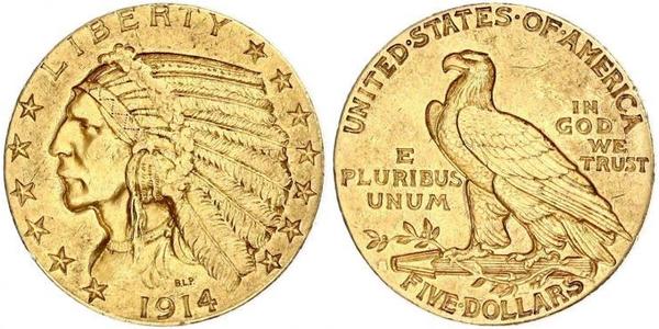 5 Доллар США (1776 - ) Золото 