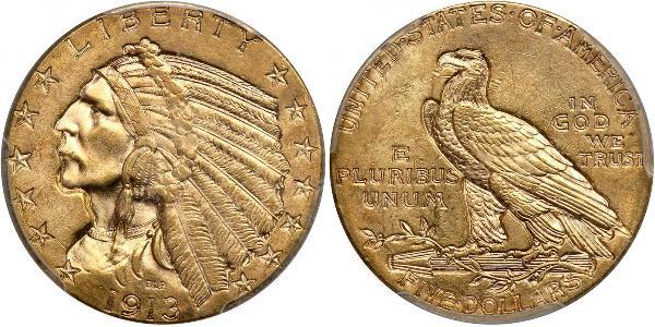5 Доллар США (1776 - ) Золото 