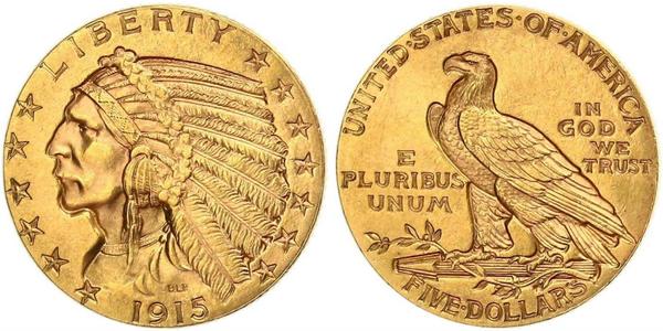 5 Доллар США (1776 - ) Золото 