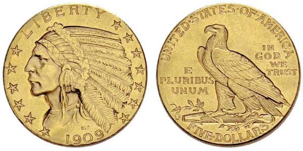 5 Доллар США (1776 - ) Золото 