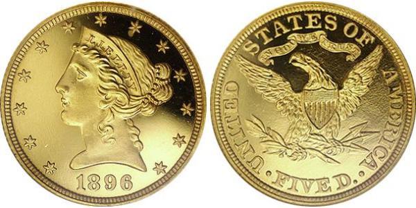 5 Доллар США (1776 - ) Золото 