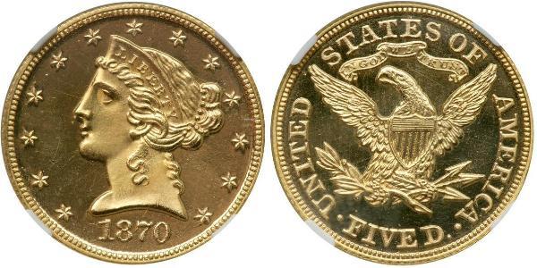 5 Доллар США (1776 - ) Золото 