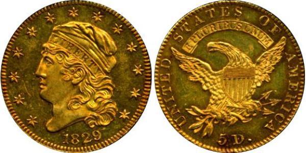 5 Доллар США (1776 - ) Золото 