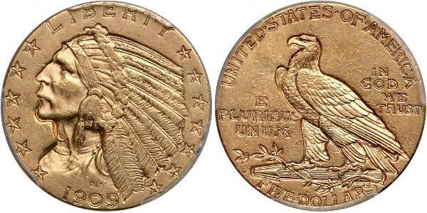 5 Доллар США (1776 - ) Золото 
