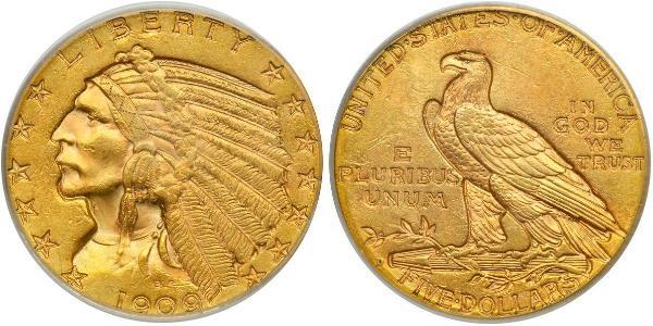 5 Доллар США (1776 - ) Золото 