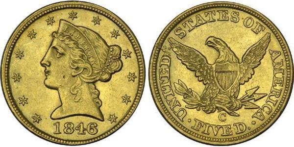 5 Доллар США (1776 - ) Золото 