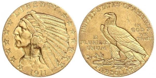 5 Доллар США (1776 - ) Золото 