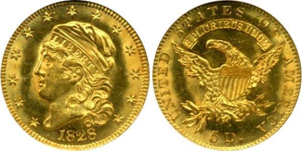 5 Доллар США (1776 - ) Золото 